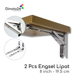 2 Buah Engsel 8 inch Siku Lipat Bracket Meja dan Dinding Bobot 65 Kg