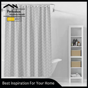 Shower Curtain Tirai Gorden Kamar Mandi Plus Pengait 180x180Cm B01