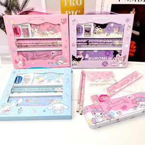 Pensil Set 7 in 1 Sanrio Cinnamoroll Kuromi Melody / Stationery Set 7 in 1 / Alat Tulis Anak Lengkap Pensil Penggaris Serutan Kotak Pensil ATK / Souvenir Ulang Tahun Anak Birthday
