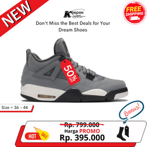 Sepatu Sneakers Pria Wanita Nke3 Air J0ord4n 4 R3tr0 Cool Abu abu