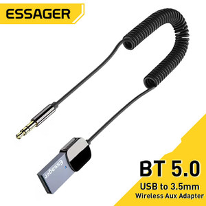 Audio bluetooth receiver adapter 5.0 USB AUX Spring wire. ESSAGER