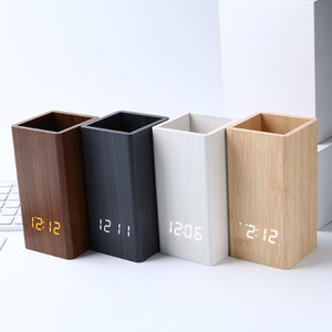 JD-18 Jam Meja Desain Motif Kayu Simpel Dan Elegan Bisa Untuk Kotak Pensil Wooden Clock
