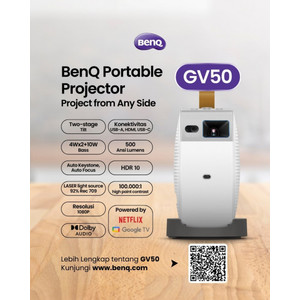 Projector BENQ GV50 Google TV FHD HDR 10 - 2 Stage Tilt Ceiling Home Projector