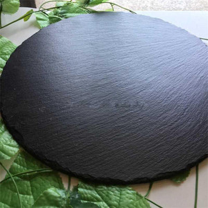 Piring Makan Steak BBQ Material Batu Alam Diameter 20cm - Hitam