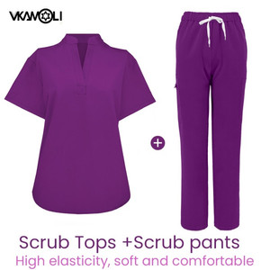 Standing collar surgical tops and pants operating room work clothes