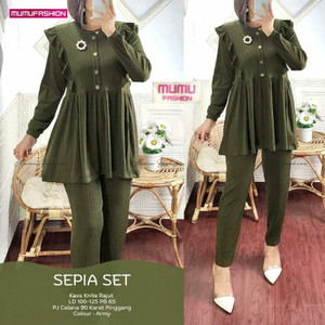 MUMU - Sepia Set Setelan Rajut Wanita Kekinian By Mumufashion Grosir Solo Bisa Cod Nyaman Jumbo Terlaris