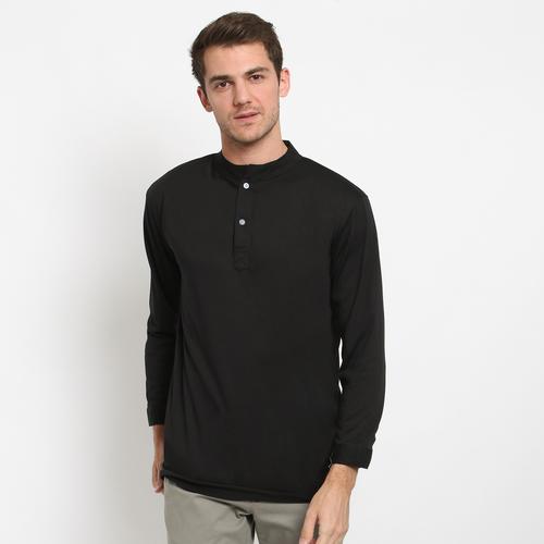 Foto Produk FTSL HAMSY baju koko lengan panjang koko polos kerah shanghai - Hitam, M dari ftslapparel