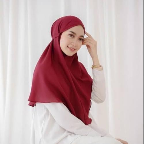 Foto Produk Hijab Bergo Nasya / Jilbab Instant Maryam - Diamond Italiano - Merah, L dari juraganbajudotcom
