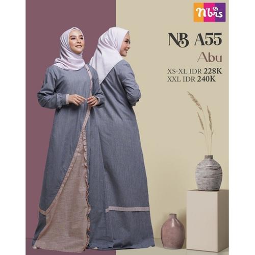 Foto Produk Gamis Nibras NB A55 / Gamis Syari Terbaru / Gamis Nibras Terbaru NB - Abu, XS dari JAZA Hijab