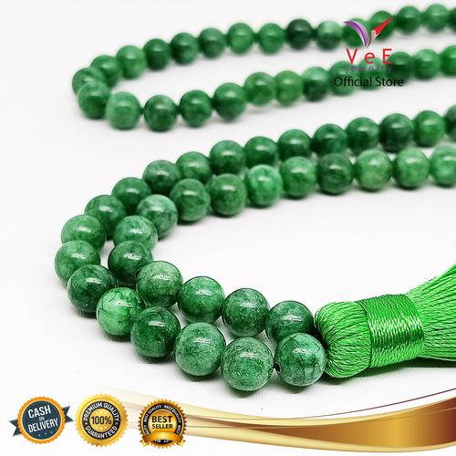 Foto Produk Tasbih 99 Butir Batu Giok Asli Burma Hijau 8mm - VeE Kalung Tasbih dari Vee Jewelry