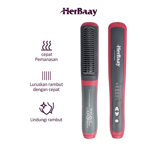 Foto Produk Sisir Listrik 2 in 1 Multifungsi Pelurus & Pengkeriting Rambut - Abu-abu dari HerBaay official Store