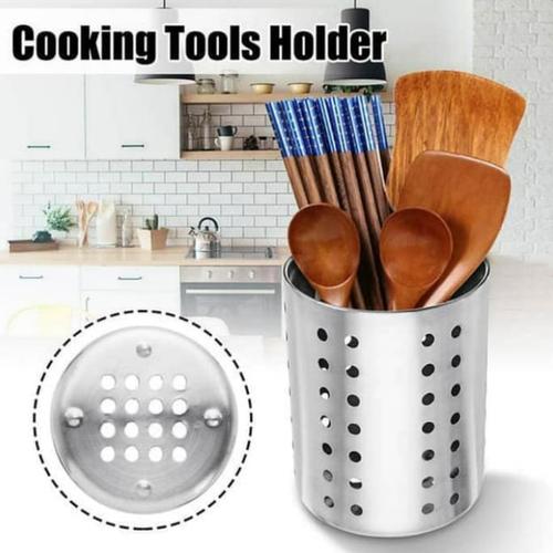 Foto Produk Tempat sendok garpu IKEA stainless steel / cutlery holder bolong dari emasbiru