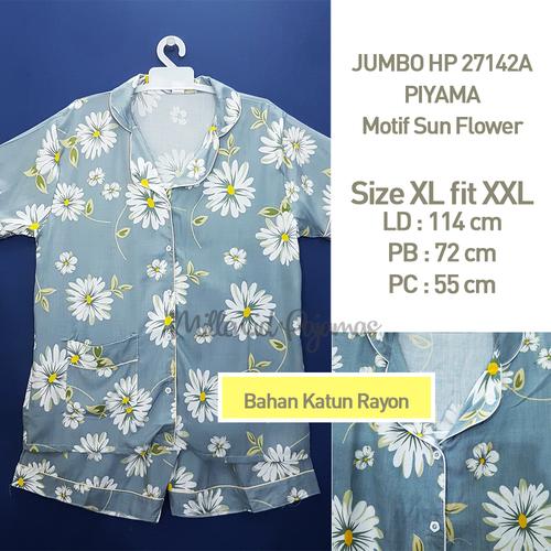 Foto Produk BAJU TIDUR WANITA SIZE XL FIT XXL Sun Flower Katun Rayon JBHP 27142 - Abu-abu dari Millen Collection
