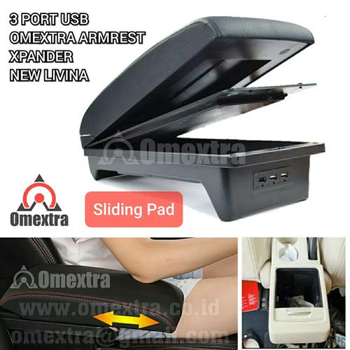 Foto Produk Armrest Xpander All New Livina USB 3 Port Console Xpander Livina USB - JAHIT PUTIH dari OMEXTRA