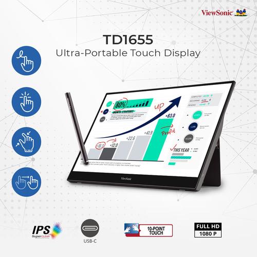 Foto Produk Monitor Portable 16" ViewSonic TD1655 |Touch Screen|IPS|USB Type C dari 1 Tech Store
