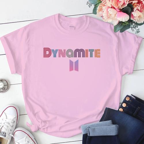 Foto Produk Kaos Katun Wanita Dynamite BTS | baju polos | BT21 | tumblr tee | - Merah Muda, S dari Onestopfashionid