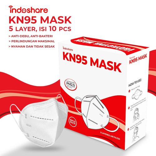 Foto Produk Indoshare Masker Kesehatan KN95 5ply 1box isi 10pcs dari indoshare_id