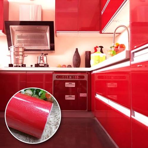Jual wallpaper sticker kitchen set lemari merah glossy 61cm x 5mtr