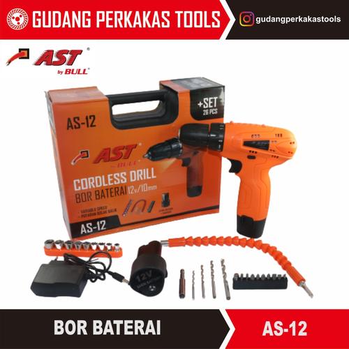 Foto Produk Mesin bor baterai / charge / cordless drill set 10mm AST AS-12 dari Gudang Perkakas Tools