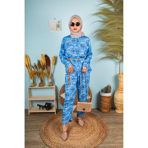 Foto Produk FortKlass ST LP ABSTRAK One Set TIE DYE Motif Stelan DailySet DYE CUT - Biru dari FortKlass