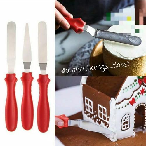 Foto Produk Icing cream stainless steel cake spatula (1 set isi 3) - Merah dari Authenticbags_closet