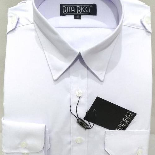 Foto Produk Kemeja Pria Pilot Putih Rita Ricci Panjang Reguler Oxford Pangkat - S dari Mega Hero Shirts