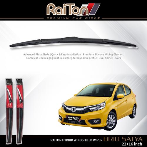 Foto Produk Raiton Sepasang Wiper Hybrid Kaca Depan Mobil Honda Brio Satya 22"&16" dari Raiton