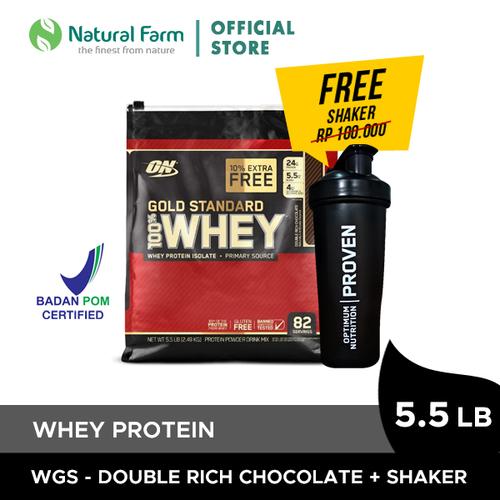 Foto Produk Optimum Nutrition 100% WHEY Gold Standard -Chocolate 5,5lb+Shaker 2019 dari Natural Farm