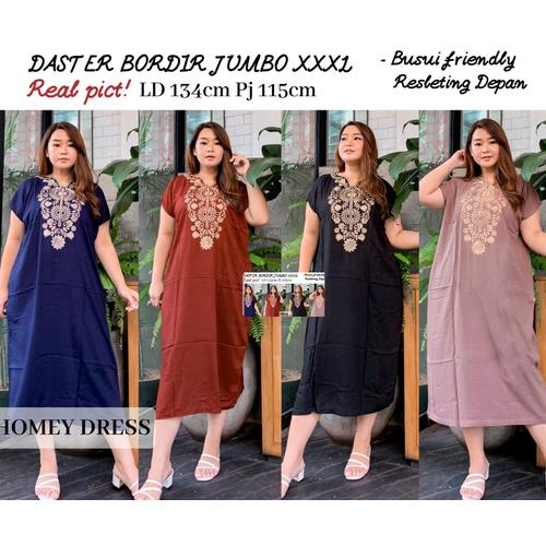 Foto Produk Baju Homey Wanita Kaftan Dress Bordir Jumbo Bigsize XXXL LD 120 Murah - Hitam dari Belle Butik