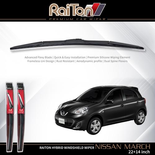 Foto Produk Raiton Sepasang Wiper Hybrid Kaca Depan Mobil Nissan March 22"&14" dari Raiton