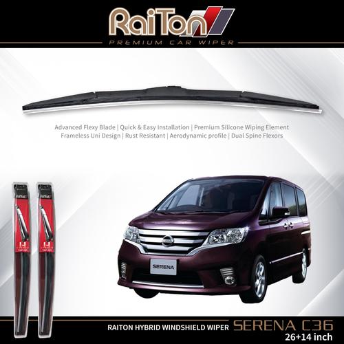 Foto Produk Raiton Sepasang Wiper Hybrid Kaca Depan Nissan Serena C36 26" & 14" dari Raiton