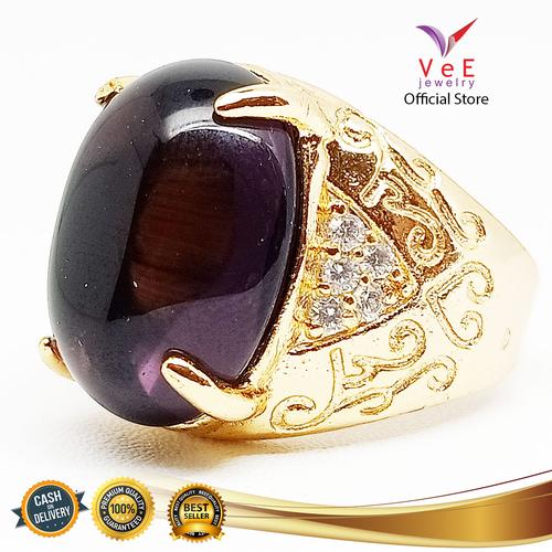 Foto Produk Cincin Emas Pria Batu Kecubung Ungu - VeE Cincin Pria Batu Akik - 8 dari Vee Jewelry