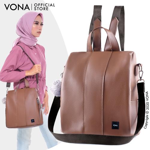 Foto Produk VONA Tas Ransel Wanita Korea Multifungsi 3 in 1 / Backpack - SCARLETT - Caramel dari VONA