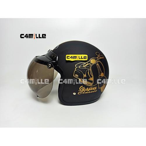 Foto Produk HELM BOGO MOTIF RETRO BOGO HALF FACE - 1.VES BKDF GOLD dari C4MILLE Store