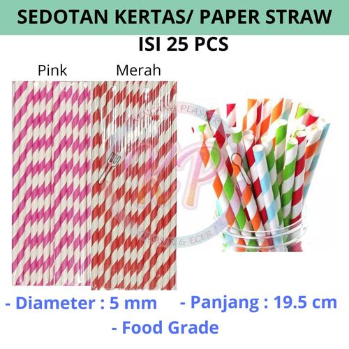 Foto Produk 25pcs Sedotan Kertas Paper Straw Party Straw Sedotan Acara Warna Warni - Merah dari Toko Kencana Plastik