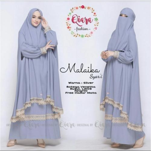 Foto Produk SETELAN GAMIS CADAR BANDANA MALAIKA SYAR'I BUSUI ORI QIARA - silver dari aliefolshop