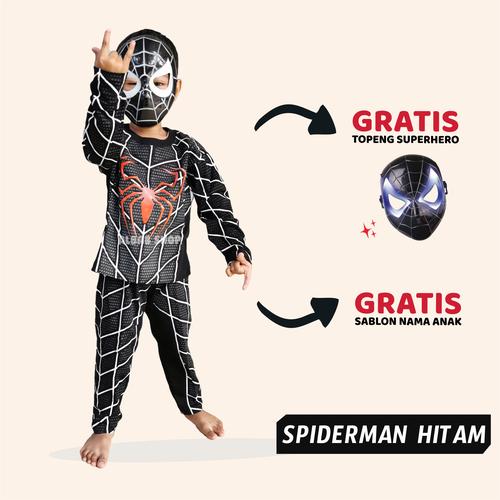 Foto Produk Baju Anak Spiderman Hitam Kostum Superhero Setelan Batman Iron Man - 1-2 Tahun dari Albab Shop