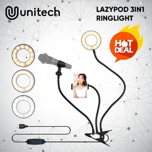 Foto Produk Tripod Lazypod 3in1 Ringlight LED Model Jepit Meja Untuk Vlog TikTok dari Unitech Official