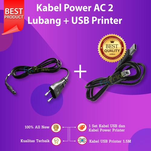 Foto Produk Kabel Power AC 2 Lubang + USB Printer Canon Epson HP Brother Xerox dari FixPrint Indonesia