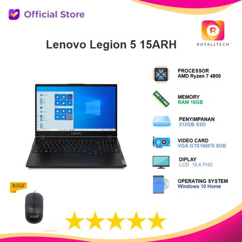 Foto Produk Lenovo Legion 5 15ARH Ryzen 7 4800 16GB 512ssd GTX1660Ti 6GB W10 15.6" dari royalltech