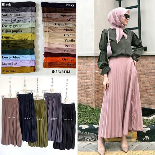 Foto Produk rok plisket premium dustypink mayzaa.id / rok plisket murah dari Mayzaa