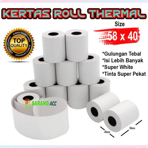 Gambar 58 X 40 MM Kertas Struck Printer Thermal TEBAL 58x40mm ISI 10 Roll dari SARANG ACC shop Tokopedia