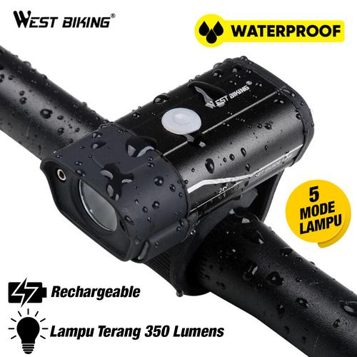 Foto Produk Lampu Depan Sepeda LED USB Rechargeble 350LM West Bikers L6 T2 dari West Biking Indonesia