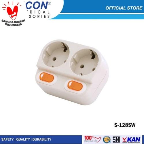 Foto Produk UTICON STOPKONTAK S128SW S 128 SW STEKER PLUS SAKLAR 2LB 2Lubang dari Aneka Listrik KK