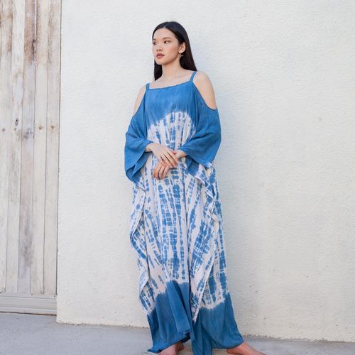 Foto Produk Long Strap Kaftan Light Navy - Nyaman Rayon Premium Biru Dress dari Heart Beads Official