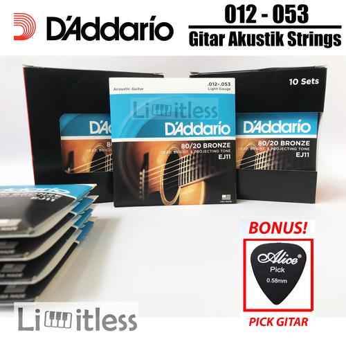 Foto Produk Daddario EJ11 80/20 Bronze Senar Gitar Akustik String 12-53 Original dari Limit-less Store