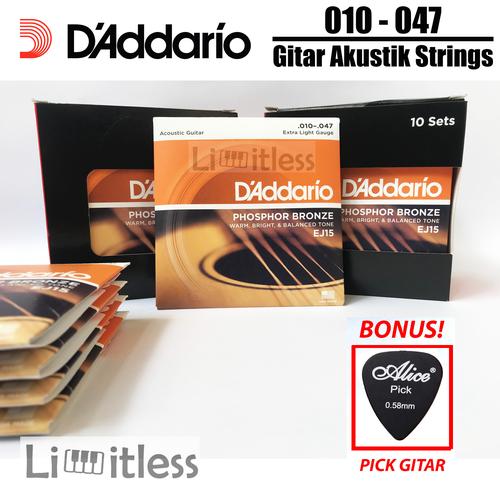 Foto Produk Daddario EJ15 Senar Gitar Akustik String 10-47 Phospor Bronze Original dari Limit-less Store
