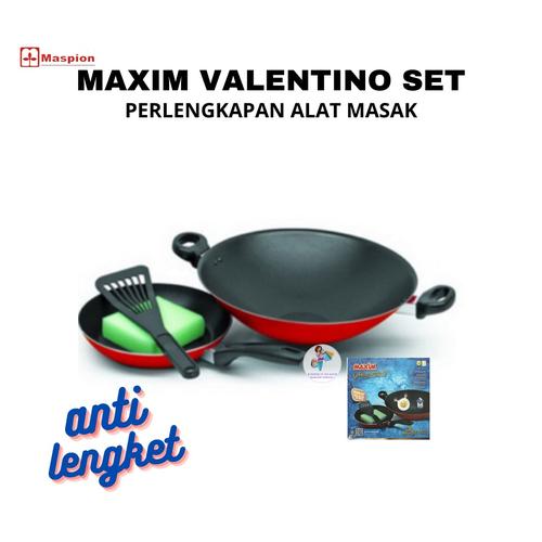 Foto Produk MAXIM VALENTINO 2set Wajan / Penggorengan ( wok 30cm + fry pan 22cm ) dari KimberlyOnShop