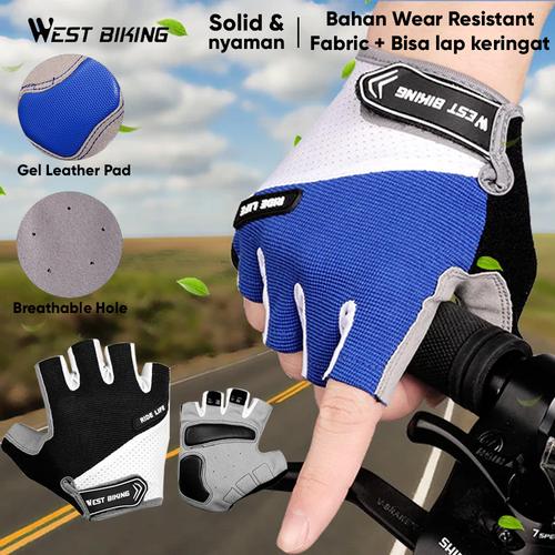 Gambar Sarung Tangan Sepeda Bicycle Gloves West Biking A5 Half Gloves Outdoor - Hitam, XL dari West Biking Indonesia Jakarta Utara Tokopedia