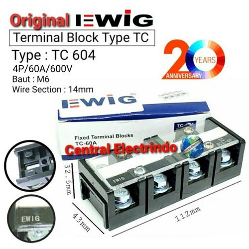Foto Produk TERMINAL BLOCK EWIG TC 60A 4Pole. dari central electrindo
